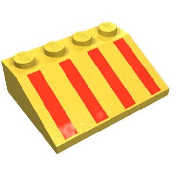 Brick Sloped 33° 3 x 4 with Red Stripes Print