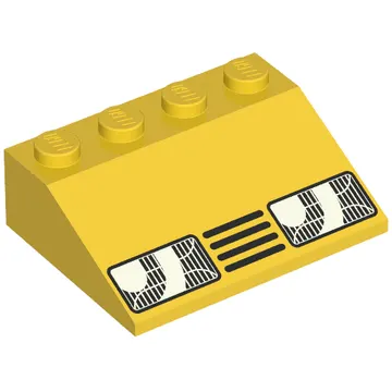 Brick Sloped 33° 3 x 4 with Headlights and Grill Print
