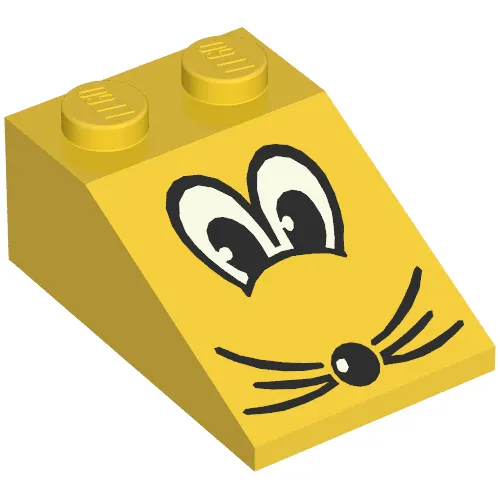 Brick Sloped 33° 3 x 2 with Eyes, Nose and Whiskers Print