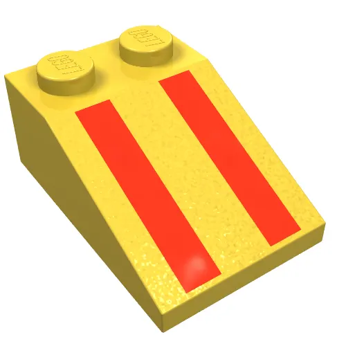 Brick Sloped 33° 3 x 2 with Red Stripes Print