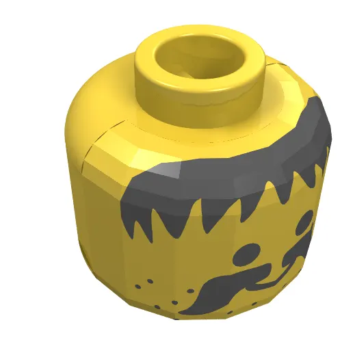Minifig Head, Messy Hair, Moustache and Stubble Print [Blocked Open Stud]