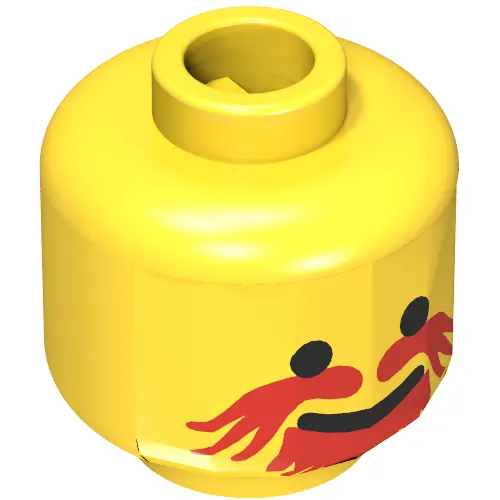 Minifig Head Knight, Moustache Red Goatee Print [Blocked Open Stud]