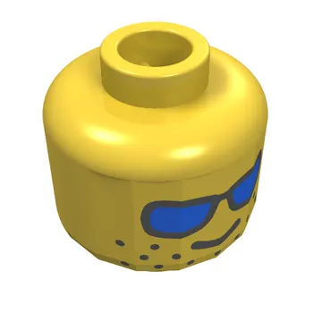 Minifig Head, Blue Sunglasses and Wide-Spaced Stubble Print [Blocked Open Stud]