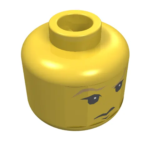 Minifig Head Draco Malfoy, Tan Eyebrows and Frown Print [Blocked Open Stud]