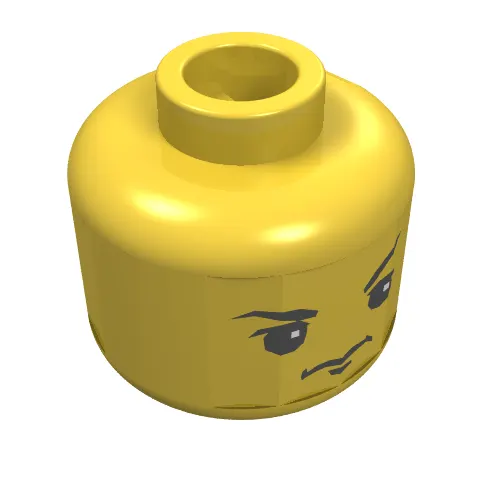Minifig Head Harry Potter / Gregory Goyle, Dual Sided, Glasses and Lightning Bolt Scar / Stern Expression Print [Blocked Open Stud]