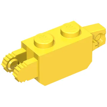 Hinge Brick 1 x 2 Locking with 1 Finger Vertical End and 2 Fingers Vertical End, 7 Teeth