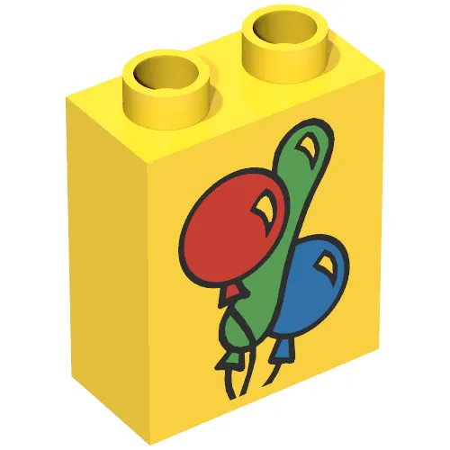 Duplo Brick 1 x 2 x 2 with Three Balloons Print