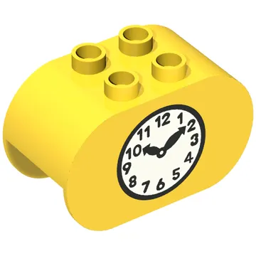Duplo Brick 2 x 4 x 2 Rounded Ends with Clock Print