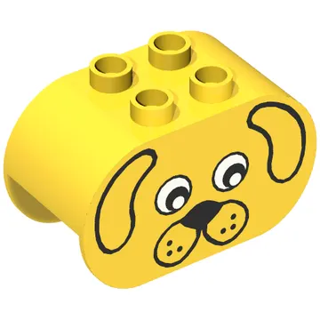 Duplo Brick 2 x 4 x 2 Rounded Ends with Dog Face Print
