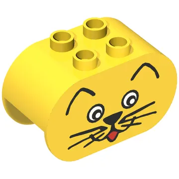 Duplo Brick 2 x 4 x 2 Rounded Ends with Cat Face Print
