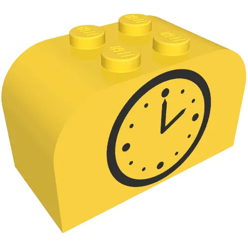 Brick Curved 2 x 4 x 2 Double with Clock Print