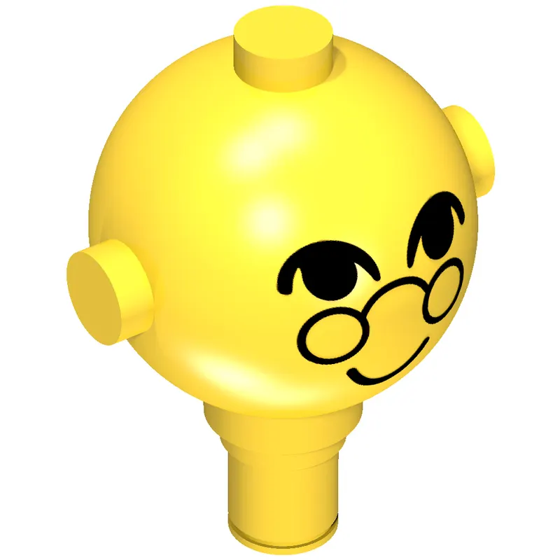 Homemaker Figure Head with Eyes, Glasses and Smile Print