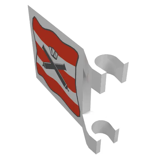 Flag 2 x 2 Square [Thin Clips] with Crossed Cannons over Red Stripes, Black Outline Print