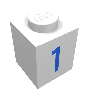 Brick 1 x 1 with Blue '1' Print