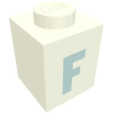 Brick 1 x 1 with Blue 'F' Print (Bold Font)