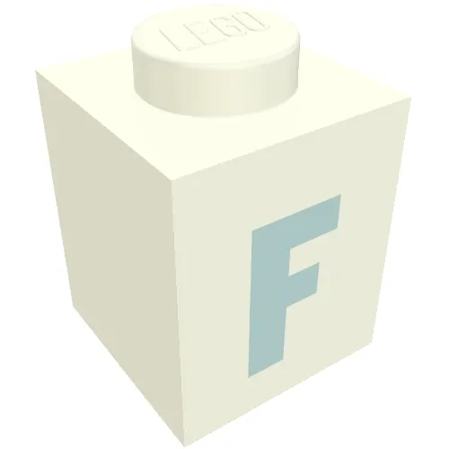 Brick 1 x 1 with Blue 'F' Print (Bold Font)
