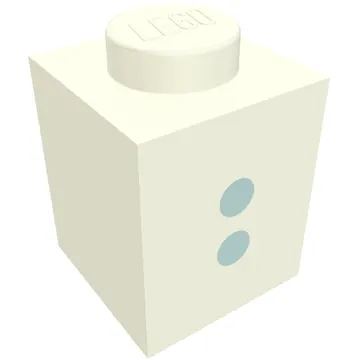 Brick 1 x 1 with Blue ':' Print (Bold Font)