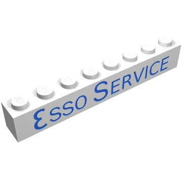 Brick 1 x 8 without Bottom Tubes with Cross Side Supports with 'ESSO SERVICE' Long Blue Print