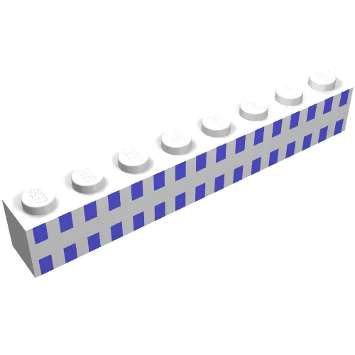 Brick 1 x 8 with Ferry Squares Light Blue 32 in 2 Lines Print