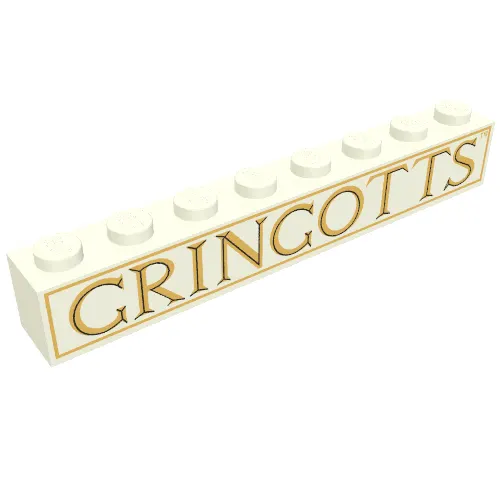 Brick 1 x 8 with 'GRINGOTTS' Print