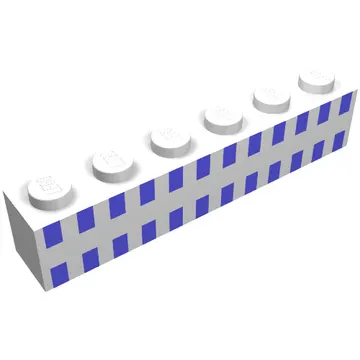 Brick 1 x 6 with Ferry Squares Light Blue in 2 Lines Print