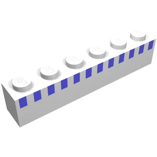 Brick 1 x 6 with Ferry Squares Light Blue in 1 Line At Top Print (Set 1554)
