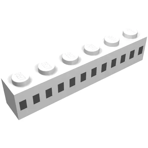 Brick 1 x 6 with 12 Black Squares Print