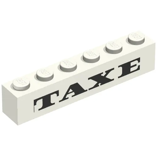 Brick 1 x 6 with 'TAXE' print