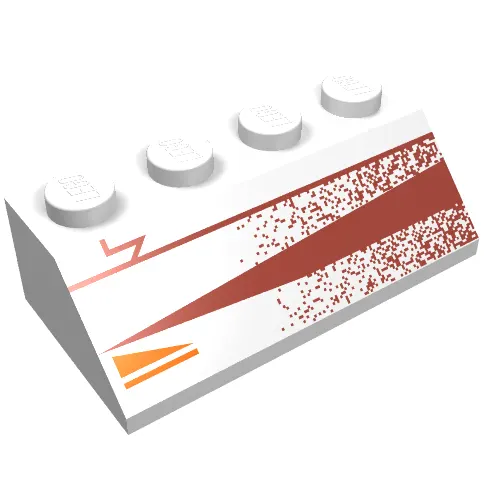 Brick Sloped 45° 2 x 4 with Red and Gold Triangles Right Print
