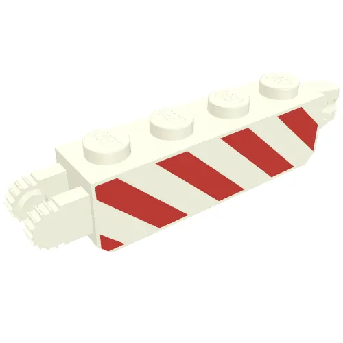 Hinge Brick 1 x 4 Locking with Danger Stripes Red Print
