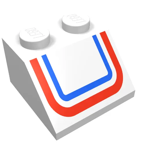 Brick Sloped 45° 2 x 2 with Red/Blue U-shaped Stripe Print