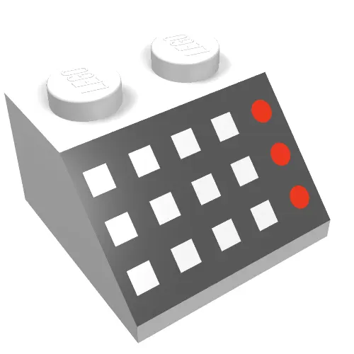 Brick Sloped 45° 2 x 2 with 12 Buttons, 3 Red Lamps, Black Panel Print