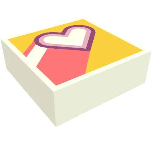 Tile 1 x 1 with Magenta/Bright Pink Heart, Coral Tail, Bright Light Orange Background print