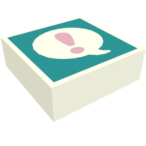 Tile 1 x 1 with Coral Exclamation Mark in White Bubble on Dark Turquoise Background print