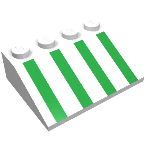 Brick Sloped 33° 3 x 4 with Green Stripes Print