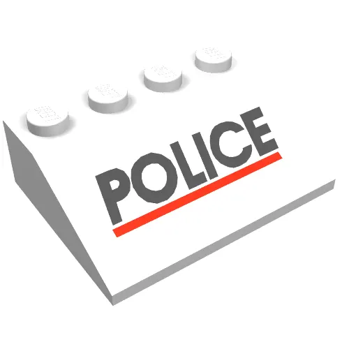 Brick Sloped 33° 3 x 4 with Black "POLICE" and Red Line Print