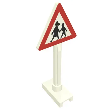 Road Sign Triangle with Children Playing Print