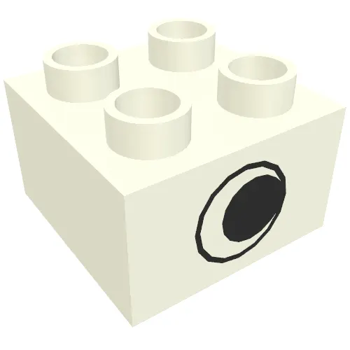 Duplo Brick 2 x 2 with Eye without White Spot Print, on Two Sides
