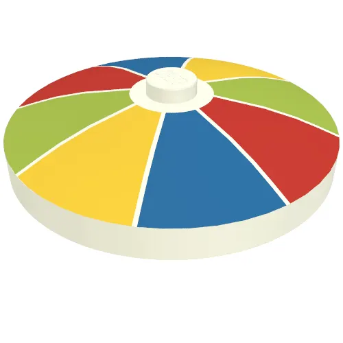 Dish 4 x 4 Inverted [Radar] with Red, Blue, Yellow, and Lime Stripes Print