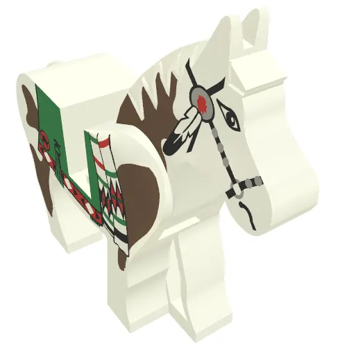 Animal, Horse, Movable Head, Green Blanket and Red Hand Print [Complete]