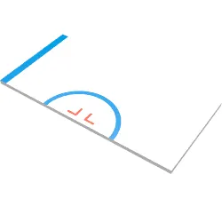 Tile 8 x 16 with Half Circle and Blue Stripe on Left Print