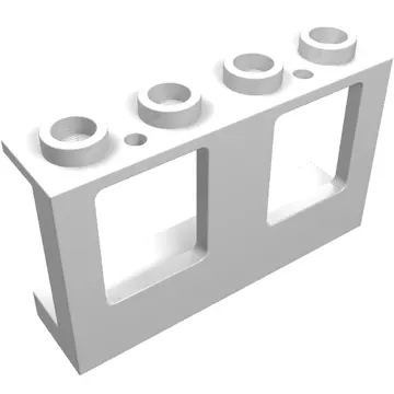 Window 1 x 4 x 2 Plane, Hollow Studs, Single Hole Top and Bottom for Glass