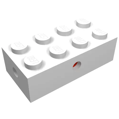 Brick Special 2 x 4 with Wheel Holder Old, Clear Bottom, Red Inside