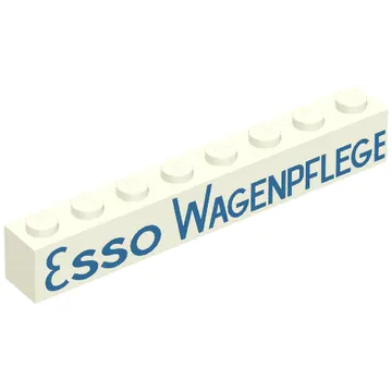 Brick 1 x 8 without Bottom Tubes with Cross Side Supports with 'ESSO WAGENPFLEGE' Blue Print