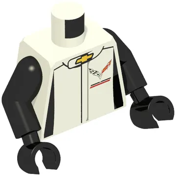 Torso Race Suit Yellow Chevrolet Logo / 'CORVETTE RACING' on Back print, Black Arms and Hands