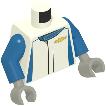 Torso Racing Jacket, Blue Sides, Chevrolet Logo Print, Blue Arms, Light Bluish Gray Hands
