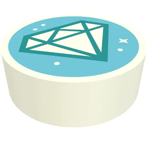 Tile Round 1 x 1 with Diamond on Medium Azure Background print