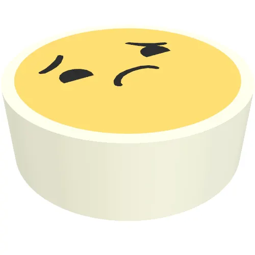 Tile Round 1 x 1 with Smiley Face, Frown/Sad print