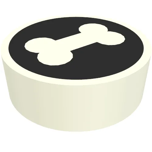 Tile Round 1 x 1 with White Bone on Black Background print