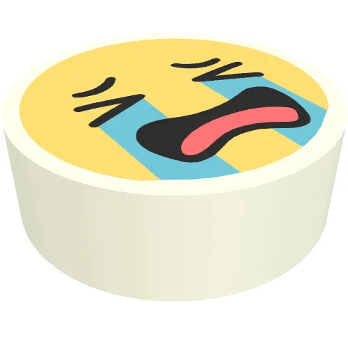Tile Round 1 x 1 with Smiley Crying Face print